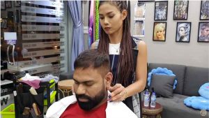 stunning thai girl gives neck massage